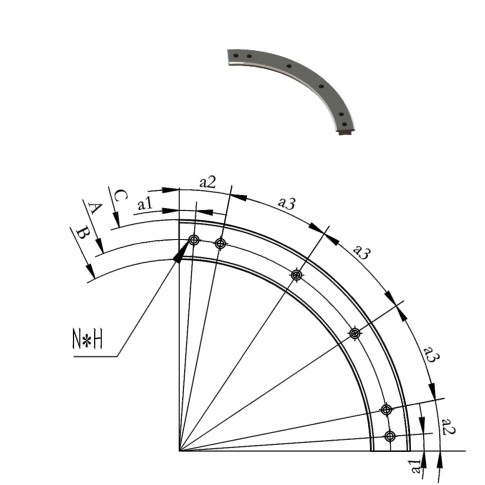 RB44 90° circular guide rails