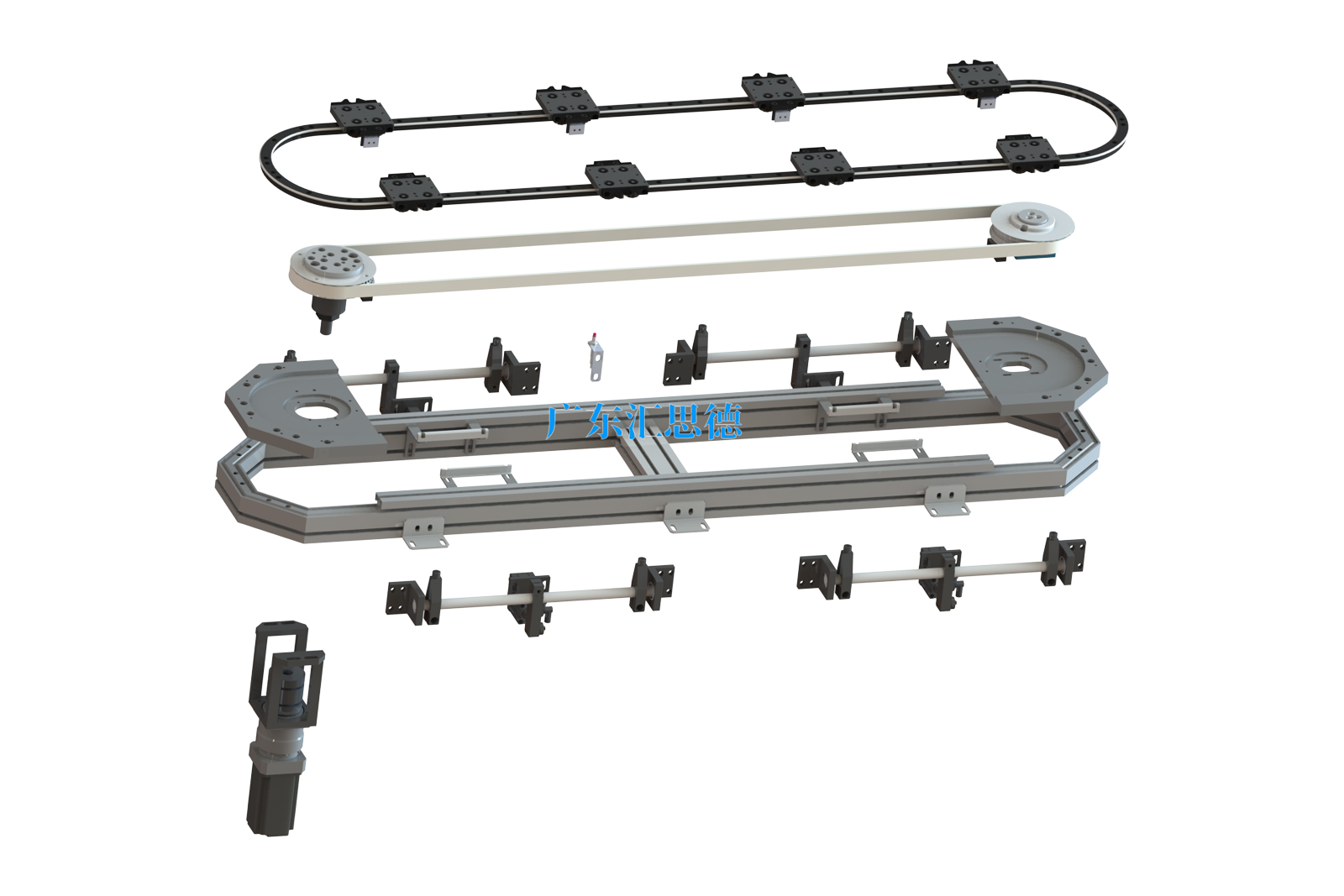 同步带传动环形导轨输送线爆炸图
