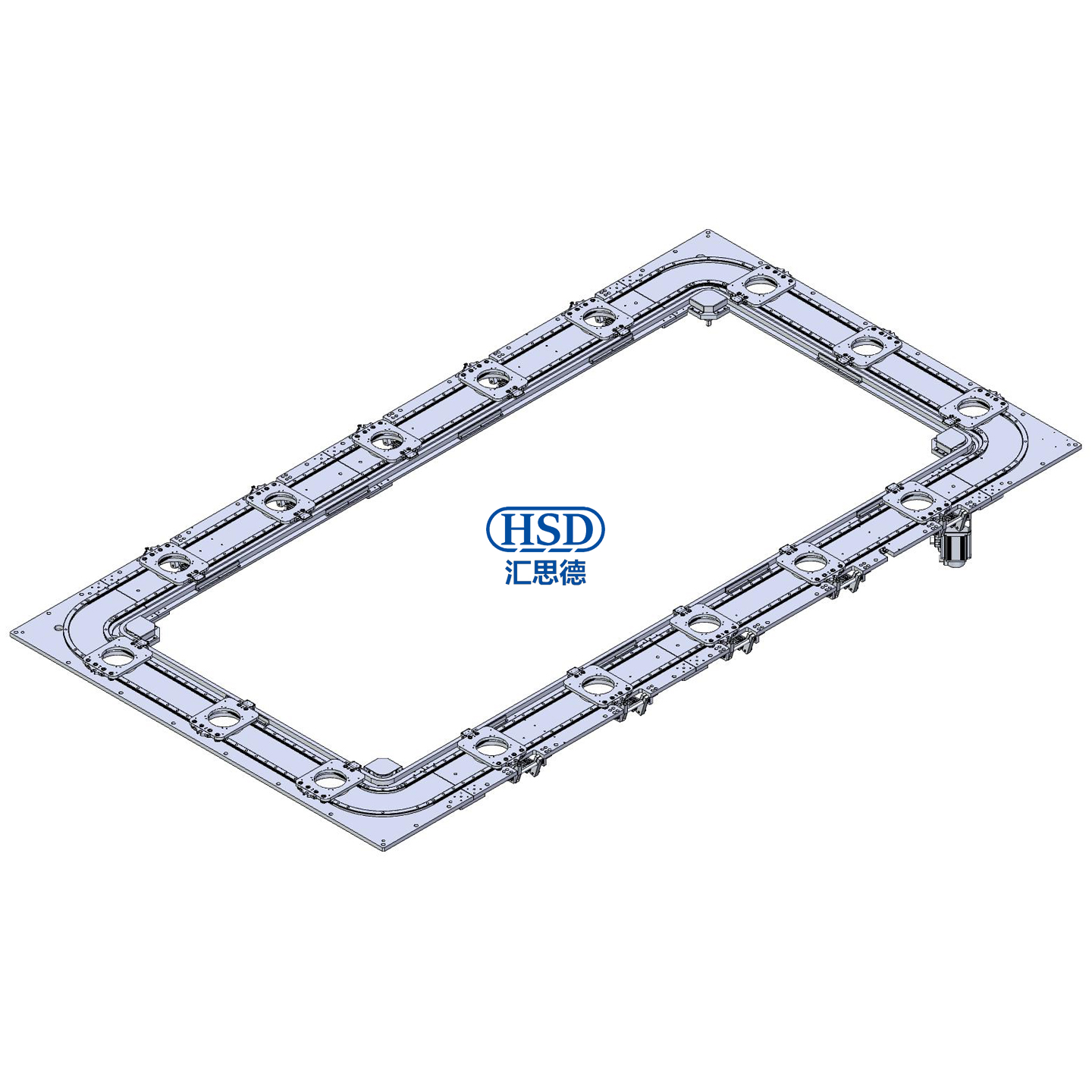 16 station rectangular horizontal inner and outer double rail annular guide rail