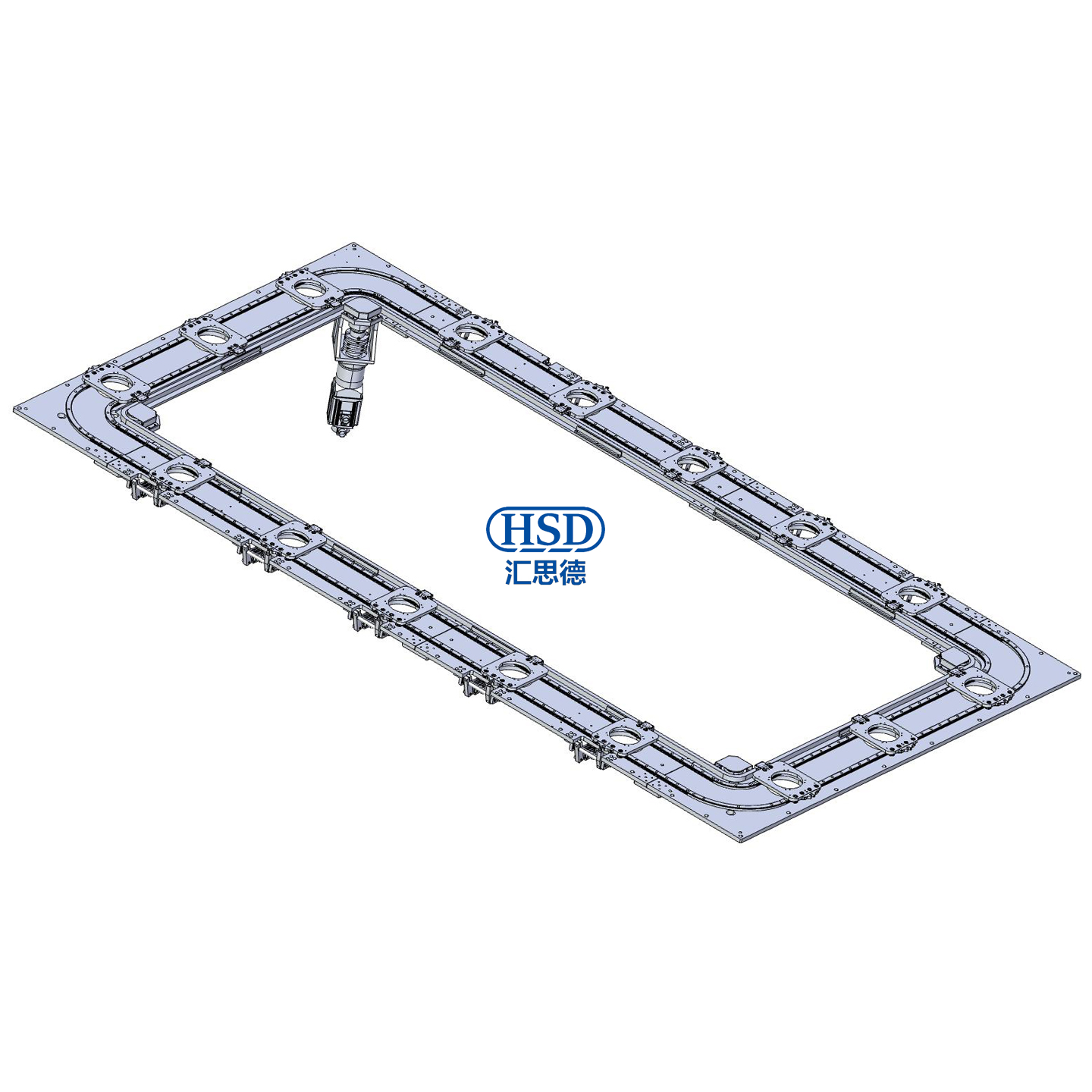 16 station rectangular horizontal inner and outer double rail annular guide rail conveyor model